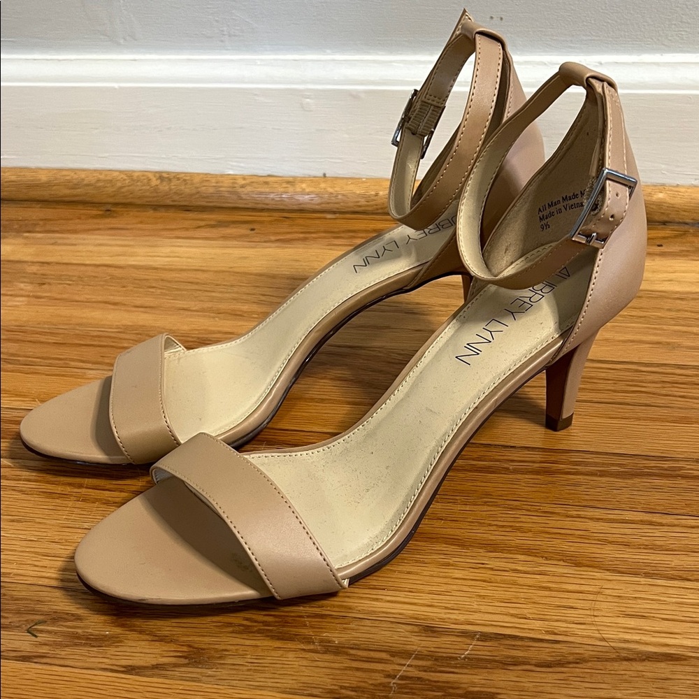 Beige Ankle Strap Heels size 9.5